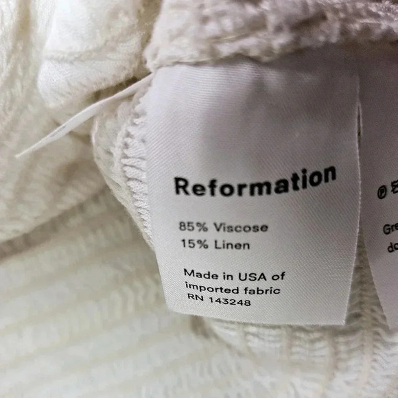 Reformation Gala Top Boho Cropped Lenin Blend Oat  White Sz Small - Picture 9 of 9